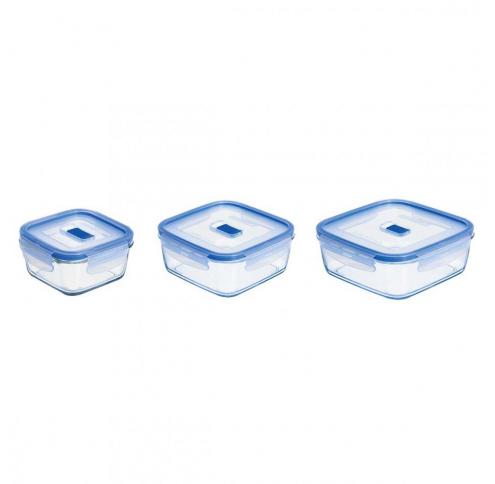 Набор контейнеров Luminarc PURE BOX ACTIVE /с крышкой/квадрат.380мл 760мл 1220мл