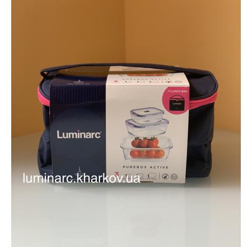 Набор контейнеров Luminarc  PURE BOX ACTIVE /3пр прямоуг.+сумка для ланча
