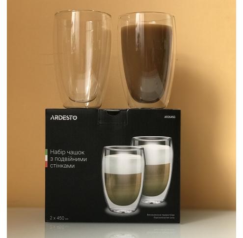 Набор ARDESTO  /450мл 2шт выс.стаканов с дв.стенками бочка