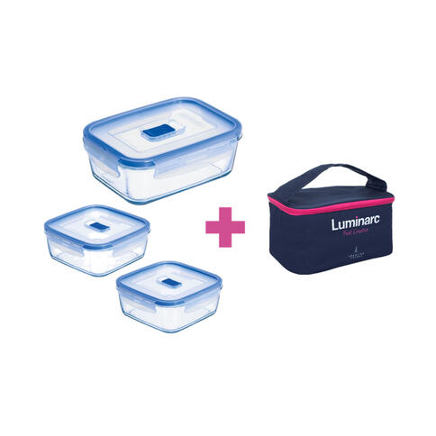 Контейнер LUMINARC PURE BOX ACTIVE /НАБІР/380*2 квадр +820 прям мл+Bag (P8002)