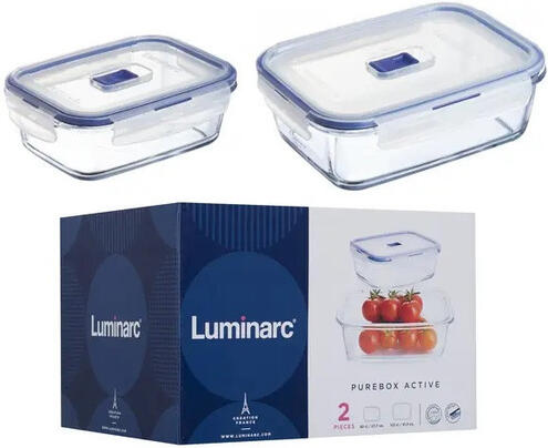 Контейнер LUMINARC PURE BOX ACTIVE /НАБОР/прямоуголь./380 мл.820 мл. (P7644)