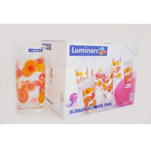 Набір Luminarc BUBBLES FLOWERS PINK /270X6 склянок вис.